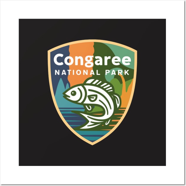 Congaree National Park South Carolina Fishing Emblem Wall Art by Perspektiva